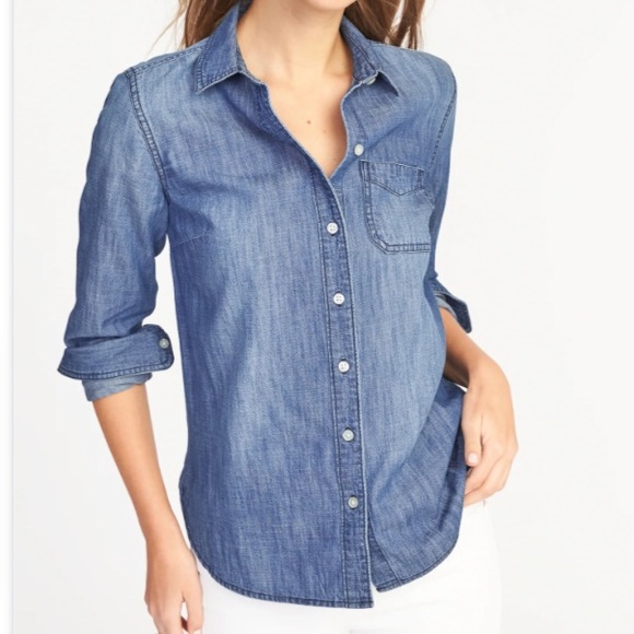 Old Navy Tops - Old Navy denim chambray button down